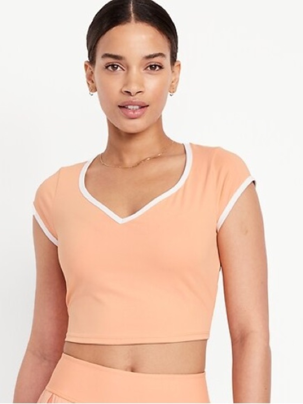 Old Navy Peach Crop Tee with White Trim